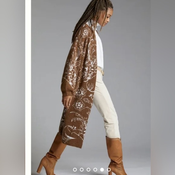 Anthropologie Floral Jacquard Cardigan - Picture 2 of 7